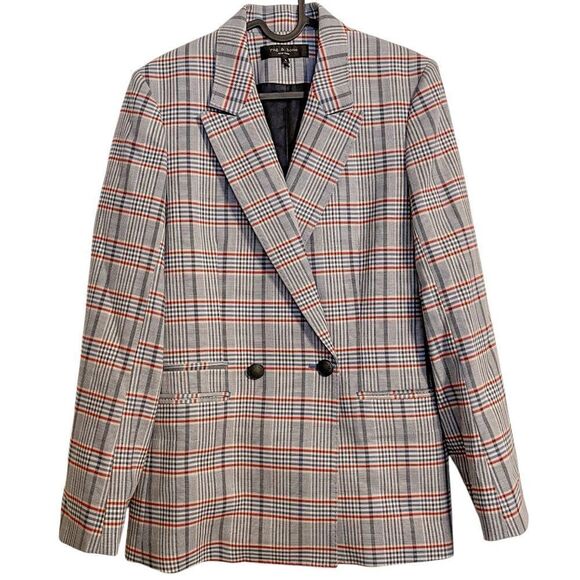 Rag & Bone Elise Check Double Breasted Blazer Jacket 6 - Picture 4 of 11